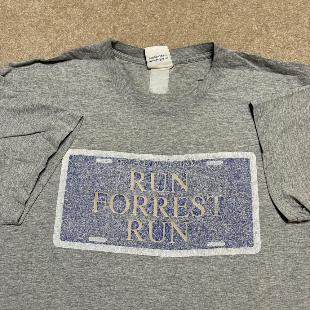 Vtg Forrest Gump Shirt Mens Large Gray Run Forrest Run Bubba Gump Y2K 2001 Tee